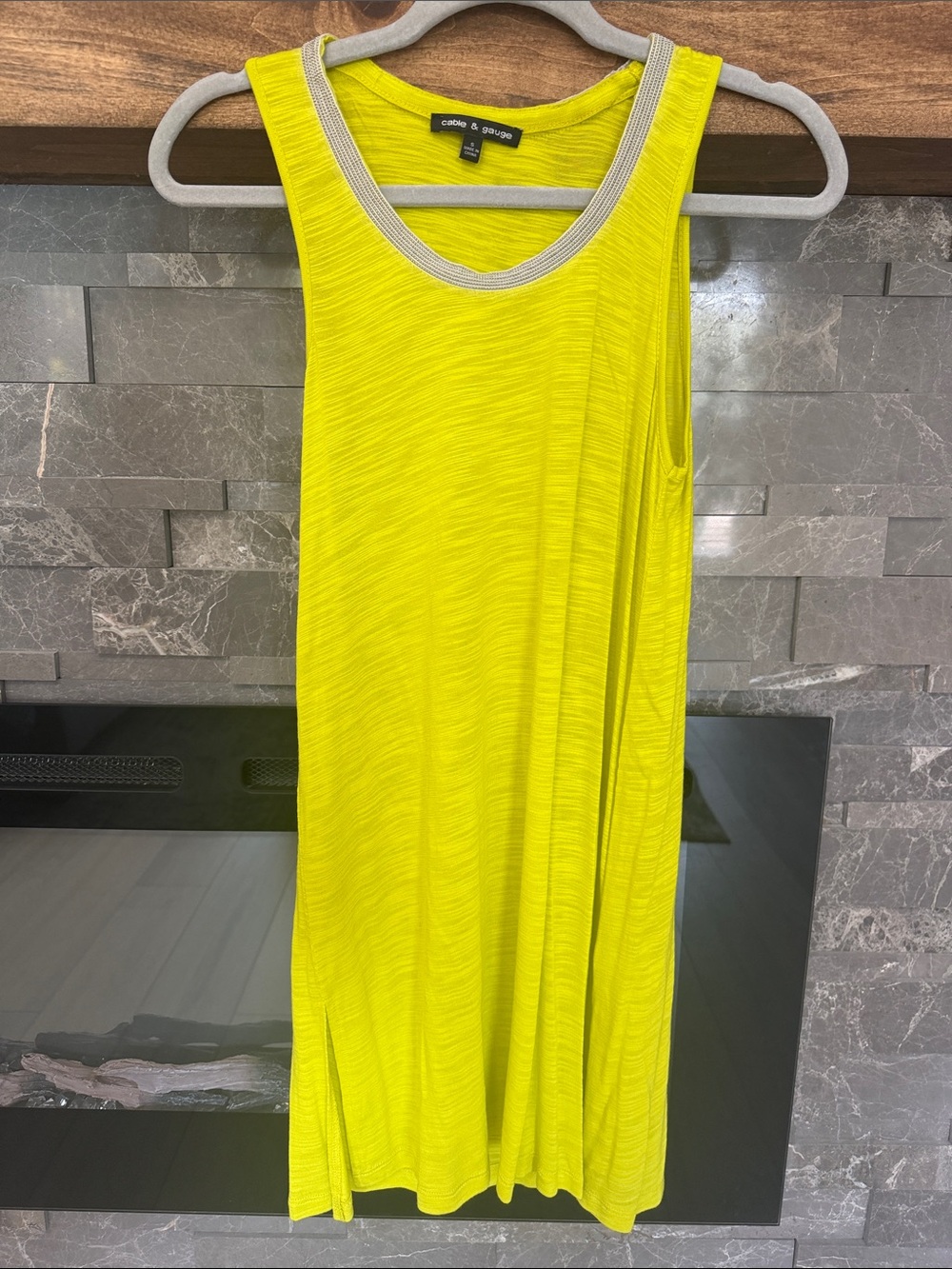 Cable & Gauge Neon Yellow Ribbed Short Sleeve Tee